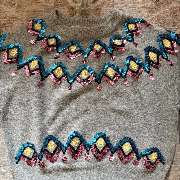 Zara Gray Sweater with Sequin Accents - Picture 2 of 3